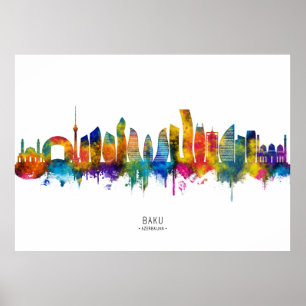Baku Azerbaijan Skyline Poster