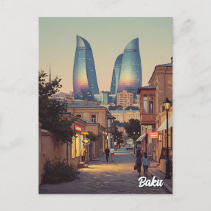 Baku Azerbaijan Travel Postcard