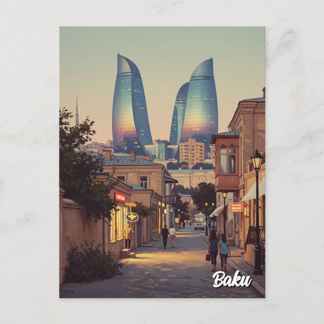 Baku Azerbaijan Travel  Postcard (Front)