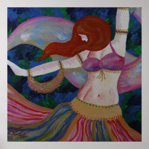 Baladi, Belly Dancer Beautiful Art Poster Print