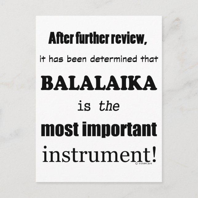 Balalaika Most Important Instrument Postcard (Front)