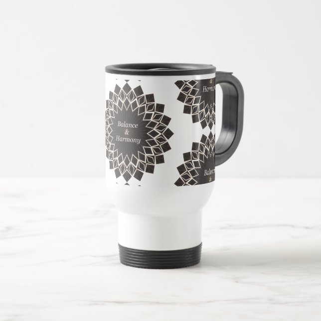 Balance and Harmony mandala Travel Mug (Front Right)