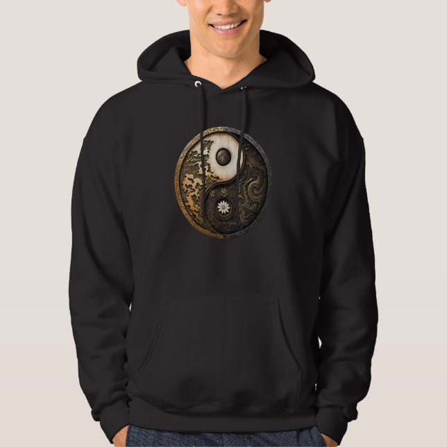 Balance and Harmony Yin Yang Symbol Flowers Nature Hoodie (Front)