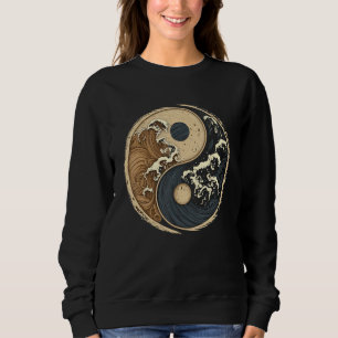 Balance and Harmony Yin Yang Symbol with Waves 2 Sweatshirt