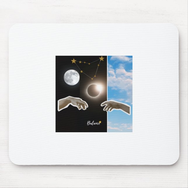 Balance Astrology Eclipse and Moon Surreal Poster Mouse Pad (Front)
