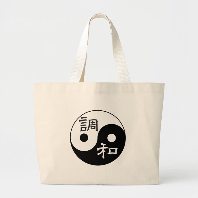 Balance & Harmony Yin yang Large Tote Bag (Front)