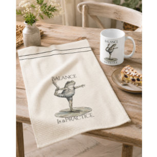 Balance Is a Practice Whimsical Frog Kitchen Towel