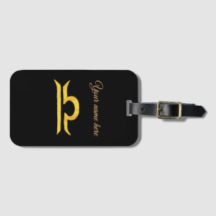 Balance, Libra  Golden Zodiac Sign Luggage Tag