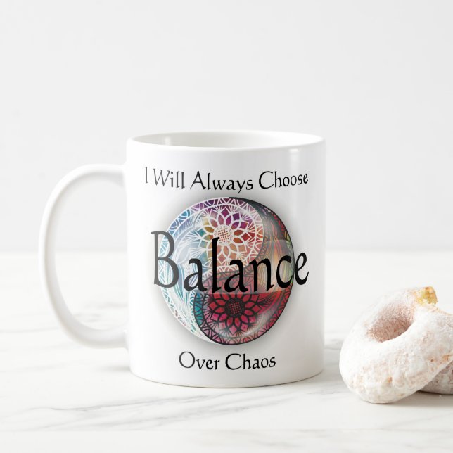 Balance Over Chaos Mug Yin Yang (With Donut)