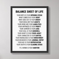 Balance Sheet of Life Funny Accounting Poster