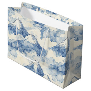 Balanced Blue White Mountains Snow Large Gift Bag