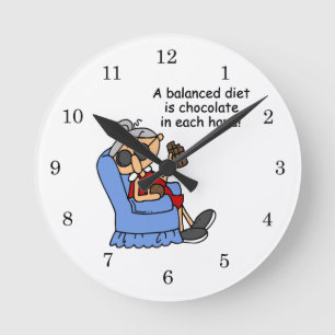 Balanced Chocolate Diet Round Clock