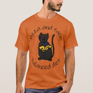 Balanced Diet for Animals Cat Pizza and Tacos Food T-Shirt