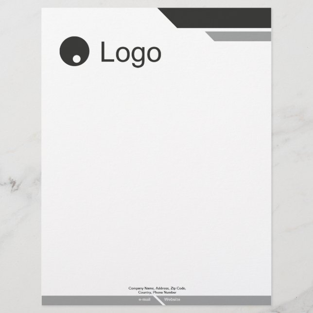 Balanced Grayscale Classic Dual Stripes Graphic Custom Letterhead (Front)