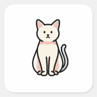 Balanced Minimal Cat – Modern Cute Illustration Square Sticker