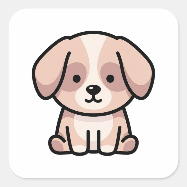 Balanced Minimal Dog – Modern Cute Illustration Square Sticker (Front)