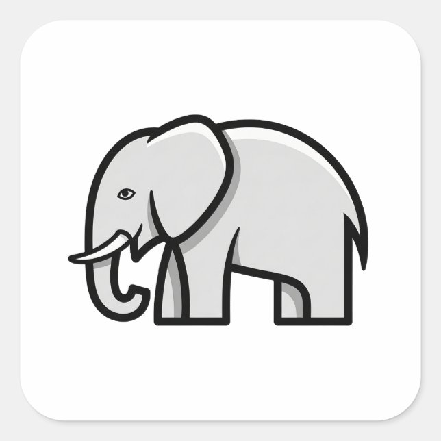 Balanced Minimal Elephant Illustration Square Sticker (Front)