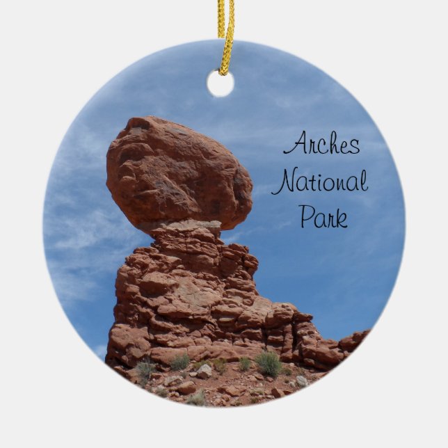Balanced Rock- Arches National Park Ceramic Tree Decoration (Front)