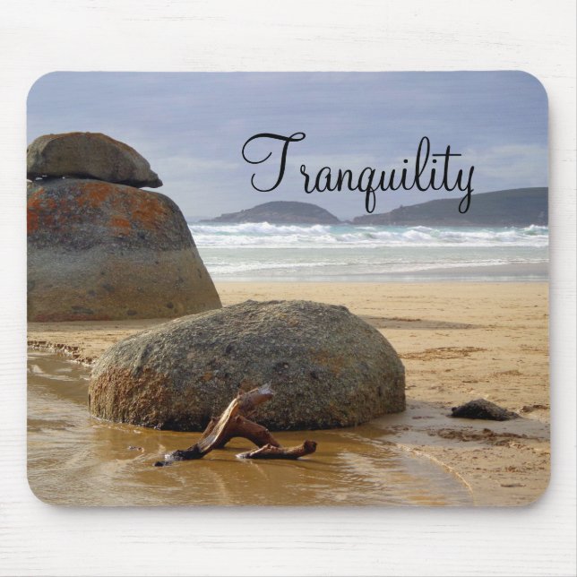 Balanced Rocks and Driftwood on Australian Beach Mouse Pad (Front)
