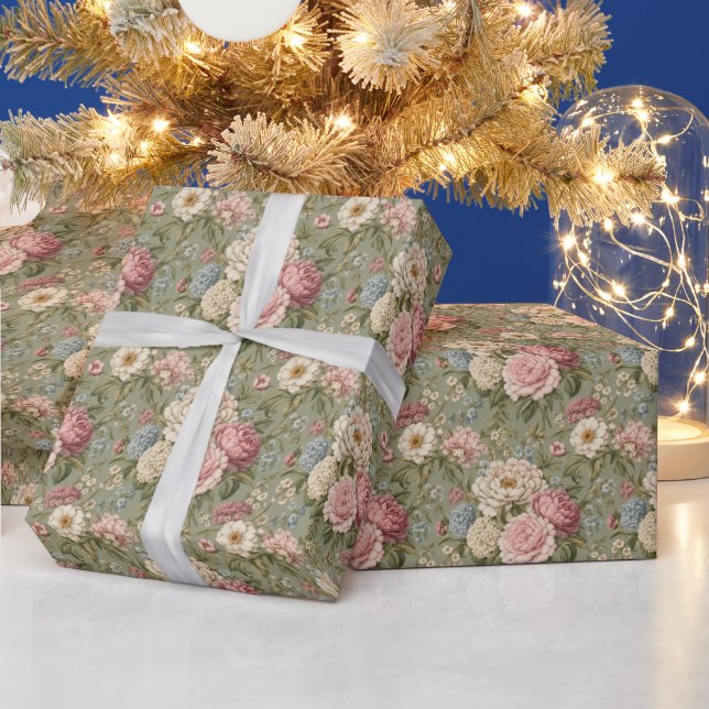 Balanced Vintage Botanical Bouquet Wrapping Paper (Holidays)