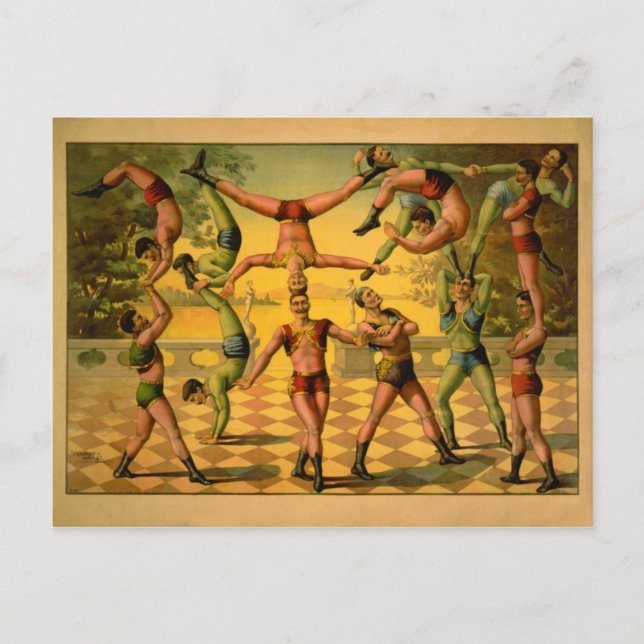 Balancing Acrobats Circus Poster Postcard (Front)