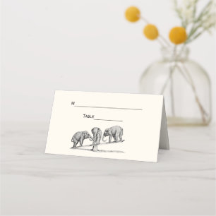 Balancing Elephants Seesaw Place Escort Card Ivory