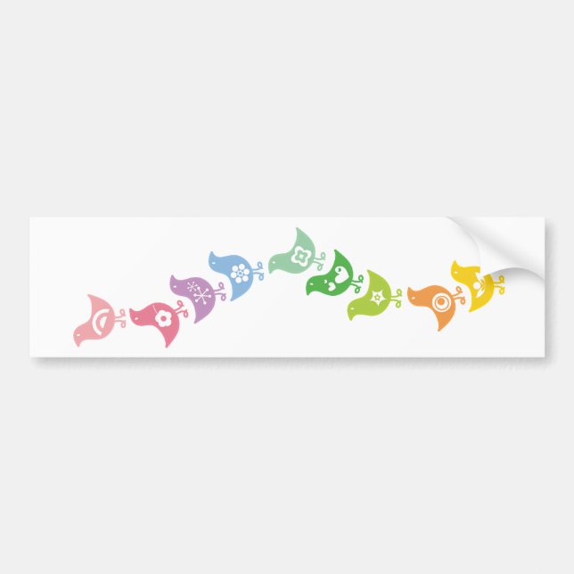 Balancing Retro Rainbow Chicks Custom Long Sticker (Front)