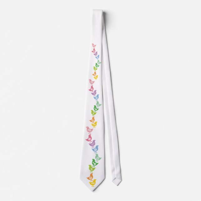 Balancing Retro Rainbow Chicks Fun Custom Gift Tie (Front)