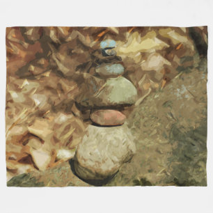 Balancing Rocks Abstract Impressionism Fleece Blanket