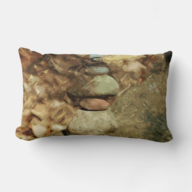 Balancing Rocks Abstract Impressionism Lumbar Cushion (Front)