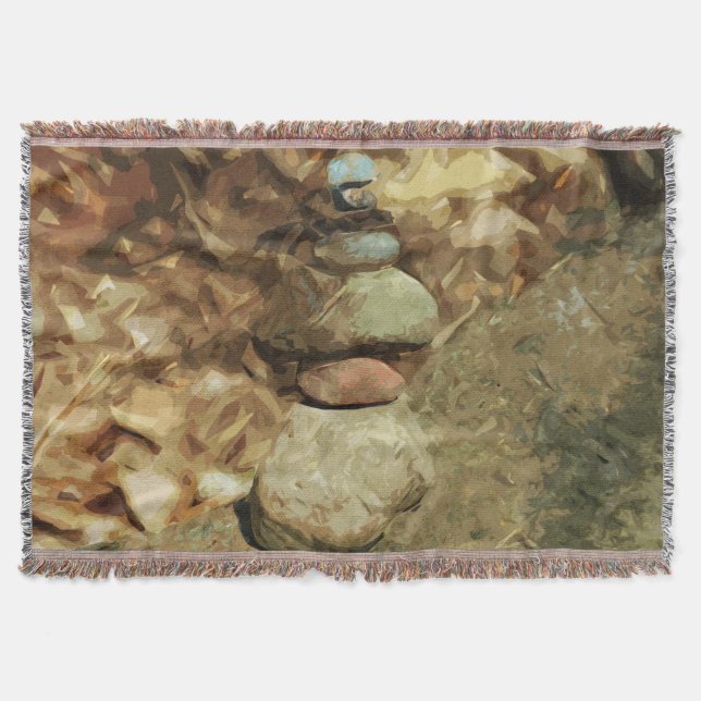 Balancing Rocks Abstract Impressionism Throw Blanket (Front)