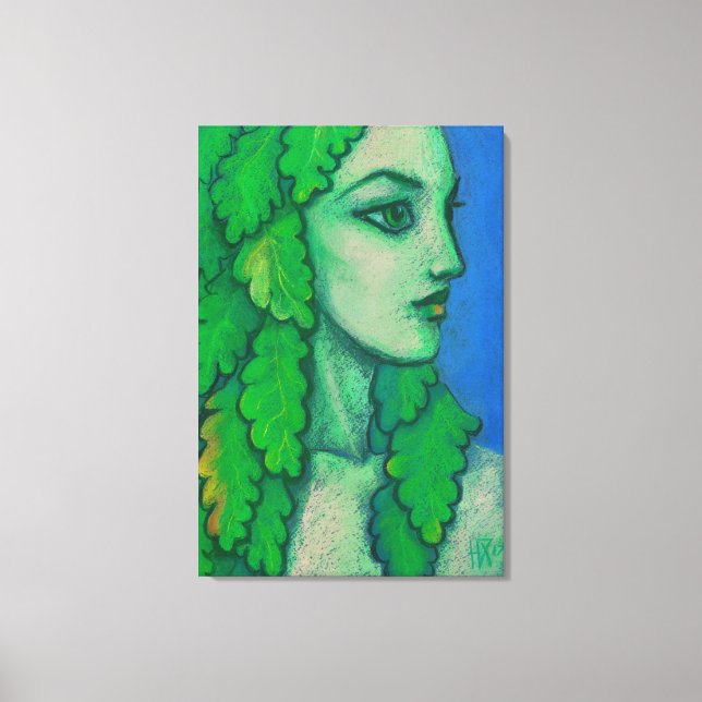 Balanis, dryad, green leaves, forest goddess, art canvas print (Front)