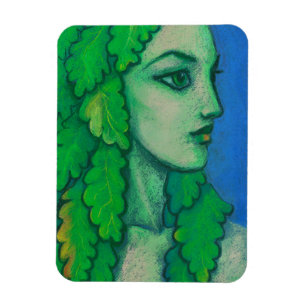 Balanis, dryad, green leaves, forest goddess, art  magnet