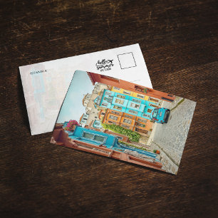 Balat Istanbul Turkey Watercolor Postcard