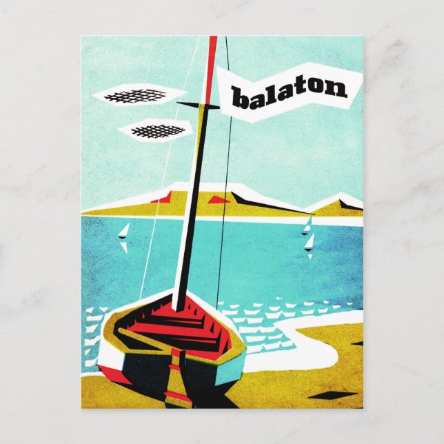Balaton lake, fishing boat on the coast, Hungary Postcard (Front)