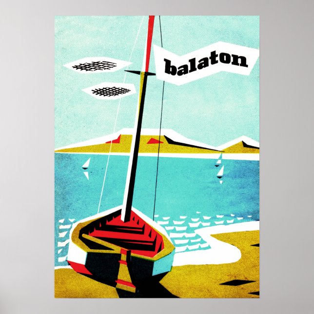 Balaton lake, fishing boat on the coast, Hungary Poster (Front)
