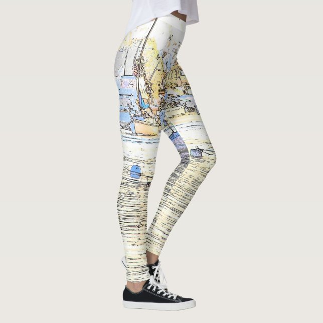 Balboa Island Sailboats All Over Print Leggings (Right)