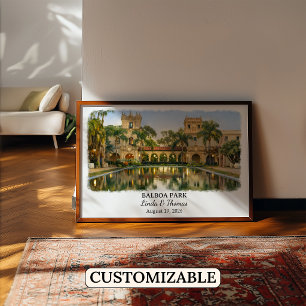 Balboa Park California Poster, Watercolor, Custom Poster