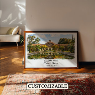 Balboa Park California Poster, Watercolor, Custom Poster
