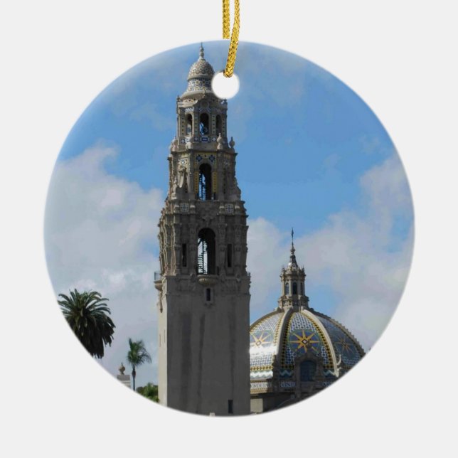 Balboa Park Clock Tower Ceramic Tree Decoration (Front)