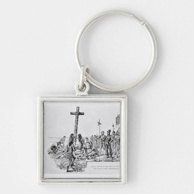 Balboa Setting up the Cross on the Shore Key Ring (Front)