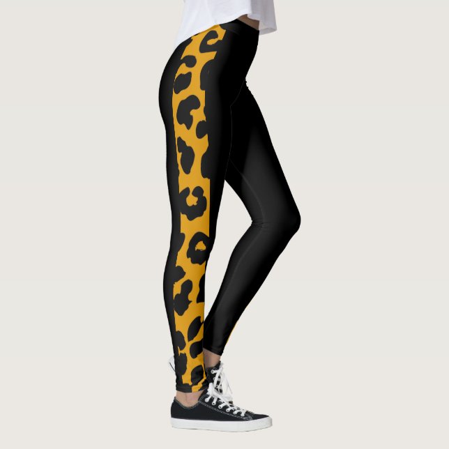 Balck And Gold Leopard Safari Pattern Leggings (Right)