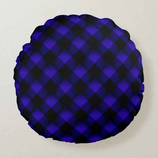 Balck Blue Round Pillow (Front)