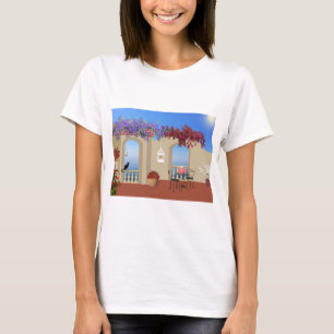 Balcony Outside Flowers Table Tranquillity Seaside T-Shirt