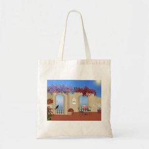 Balcony Outside Flowers Table Tranquillity Seaside Tote Bag