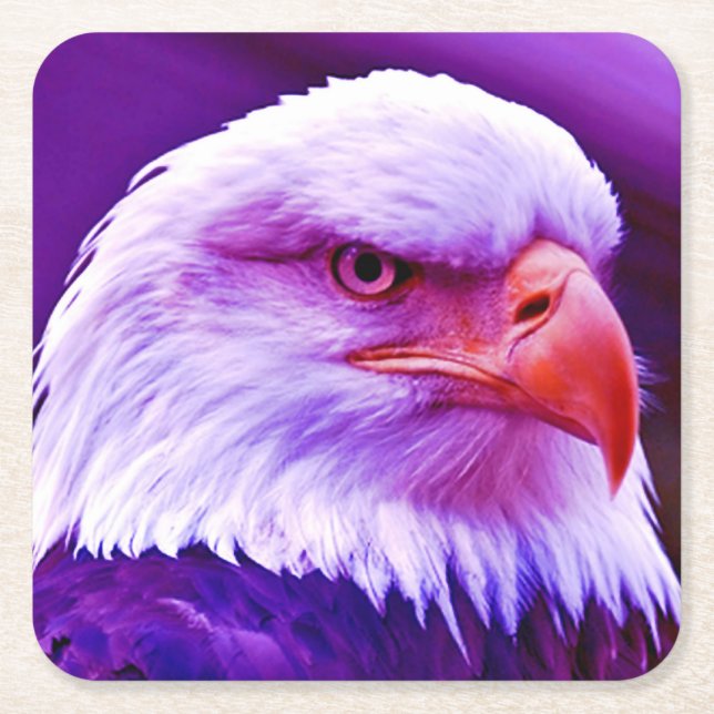 Bald American Eagle Square Paper Coaster (Front)