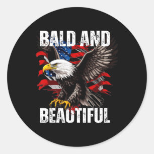 Bald And Beautiful July 4th Independence Day Ameri Classic Round Sticker
