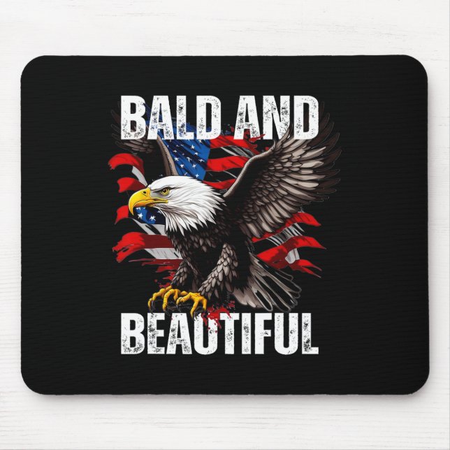 Bald And Beautiful July 4th Independence Day Ameri Mouse Pad (Front)