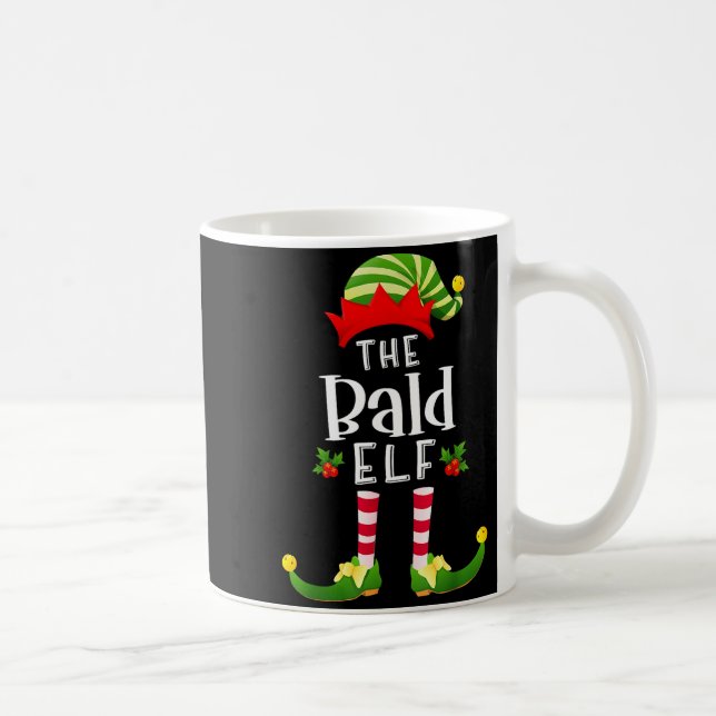 Bald Christmas Elf Matching Pajama X-mas Party  Coffee Mug (Right)