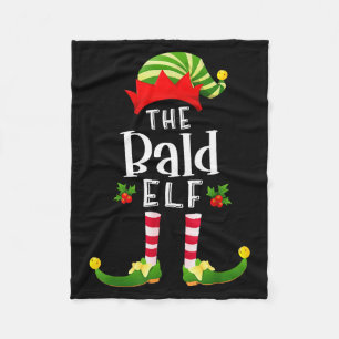 Bald Christmas Elf Matching Pajama X-mas Party  Fleece Blanket